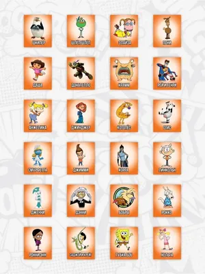 MIKA_STORE Карточки Nickelodeon для игры Угадай кто?