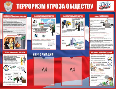 Стенд информационный \"АНТИТЕРРОР\" 0,8*0,75м, 3 кармана А4, арт. ТЕР1136  купить в Челябинске по низкой цене с доставкой по России | Интернет-магазин  «Раскрась детство»