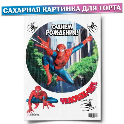 Картинка для торта \"Человек-паук (Spider-Men)\" - PT101635 печать на сахарной  пищевой бумаге