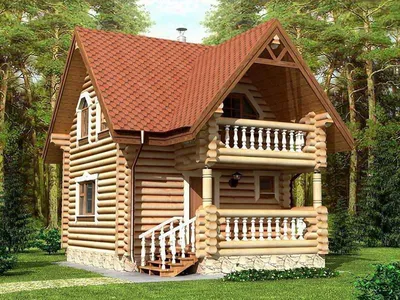 Купить Дом из бревна 049 в Москве - проекты домов из бревна