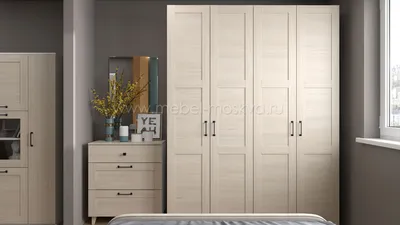 Шкаф в спальню «Форк» классический серый, встроенный в нишу