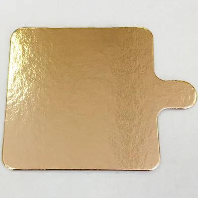 Подложка под торт с держателем картон 75х75 мм 0.8 мм золото квадратная 100  шт. в интернет-магазине ЛИДЕР