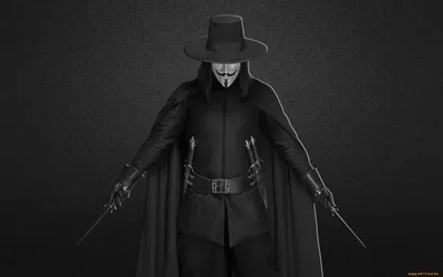 Обои V значит Вендетта Кино Фильмы V for Vendetta, обои для рабочего стола,  фотографии значит, вендетта, кино, фильмы, for, vendetta, маска,  черно-белый, кинжалы, v Обои для рабочего стола, скачать обои картинки  заставки