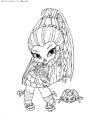 Раскраска Нефера де Нил с питомцем | Раскраски дети Монстр Хай (Monster High  child coloring pages). Раскраски для девочек дети Монстер Хай