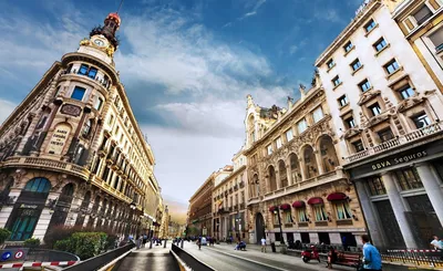 Обои Города Мадрид (Испания), обои для рабочего стола, фотографии города,  мадрид , испания, здания, улица Обои для рабочего стола, скачать обои  картинки заставки на рабочий стол.