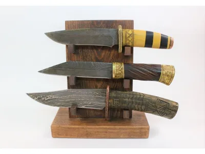 Набор кухонных ножей с подставкой \"Samurai\" сталь 95х18. Рукоять дерево  Дуб. - \"Кузница Братьев Касаткиных\"