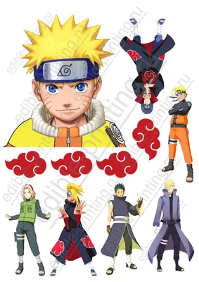 Картинка для торта и топперов НАРУТО naruto009 печать на сахарной бумаге |  Edible-printing.ru