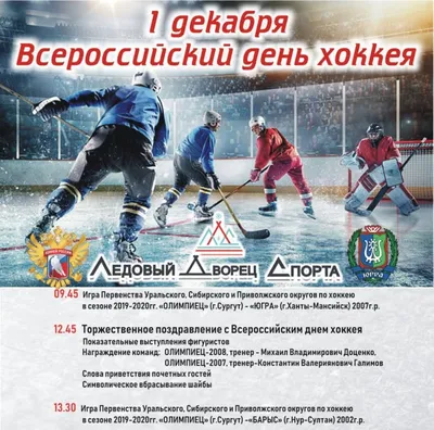🏒Сегодня отмечаем Всероссийский день хоккея! Поздравляем с праздником всех  хоккеистов от мала до велика, болельщиков.. | ВКонтакте