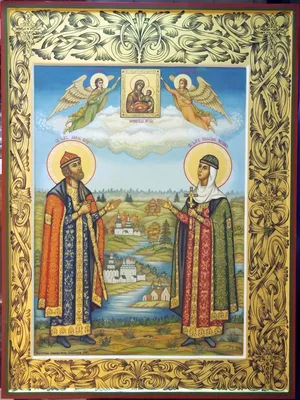 Купить Икона Святых Петра и Февронии (12*16) из (84130 3LCOL) в  интернет-магазине Аргента