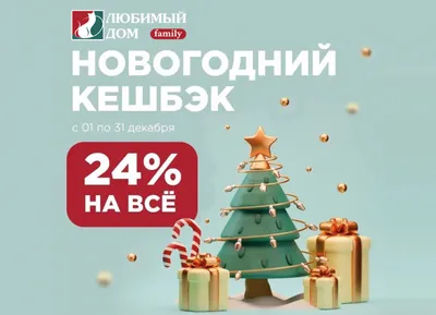 Новогодний кэшбэк 24%* ждет покупателей в «Любимый Дом family**»