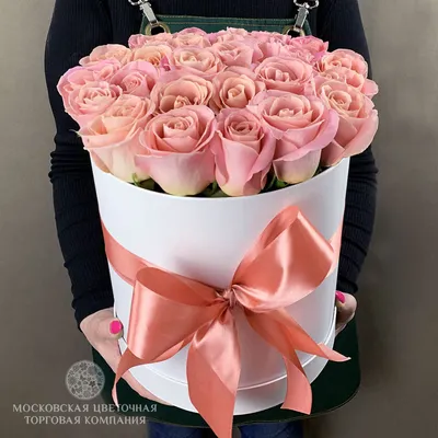 21 розовая роза в коробке | купить недорого | доставка по Москве и области