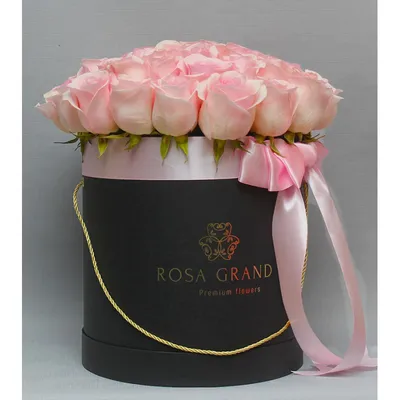 Доставка розовых роз в шляпной коробке недорого с доставкой по Москве и МО.