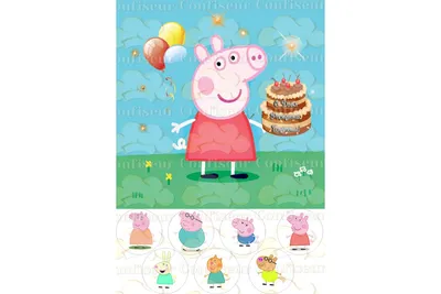 Картинка для торта \"Свинка Пепа\" - PT415 - пищевая печать на торте,  сахарной, вафельной бумаге | Printort.uz
