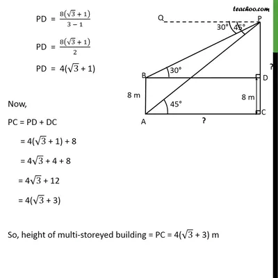 Example 6 - The angles of depression of top and bottom - Examples