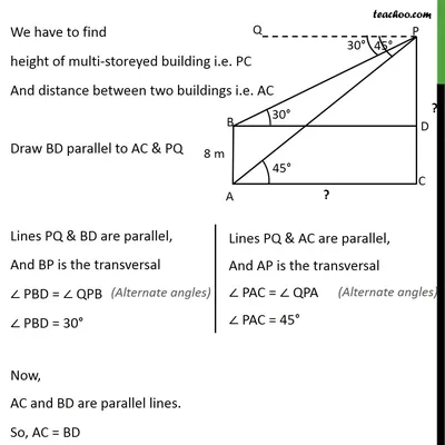 Example 6 - The angles of depression of top and bottom - Examples