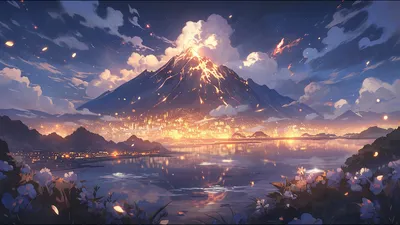 4k Wallpapers Sunset Anime Comet Stars Scenery Digital Art Free Download