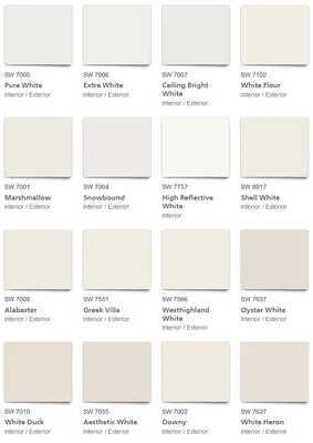 White color shades swatches palette with names Vector Image