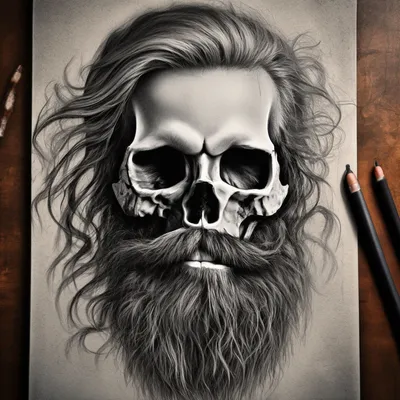 Борода и усы с черепа хипстера, икона парикмахера Векторное изображение  ©Seamartini 322988712