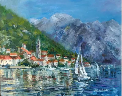 Panorama Of The Bay Of Kotor And The Town, Montenegro Фотография, картинки,  изображения и сток-фотография без роялти. Image 196517154