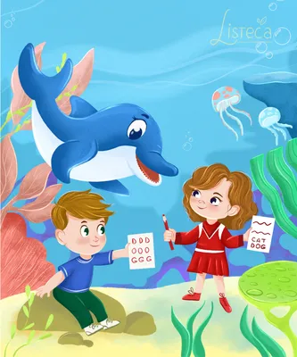 Дельфин картинка для детей. Простые срисовки в школу и в садик.