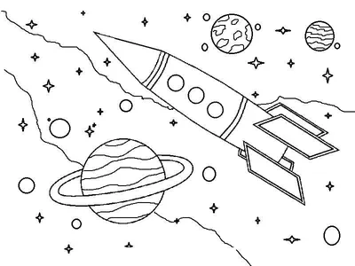 Раскраски Раскраска Ракета в космосе ракеты, Раскраски детские.