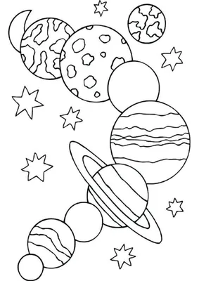 Раскраски Раскраска Планеты на своих орбитах космос, Раскраски детские.