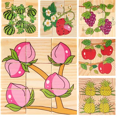 Кубики «Ягоды», 9 шт - Dabitoy арт.: kyb09 - купить детские кубики из  дерева на Kesha.com.ua
