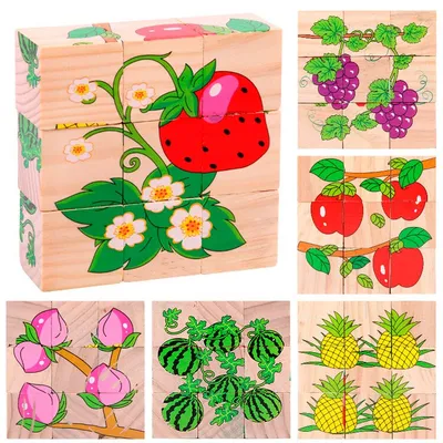 Кубики «Ягоды», 9 шт - Dabitoy арт.: kyb09 - купить детские кубики из  дерева на Kesha.com.ua