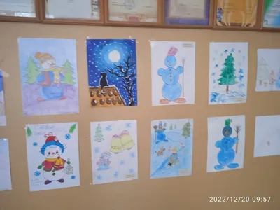 Детские рисунки зима новый год - 60 фото