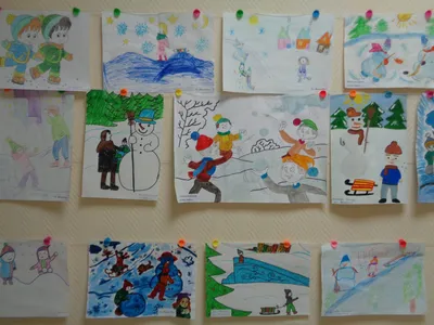 Фотоотчет о творческой выставке рисунков «Зимние забавы» (10 фото).  Воспитателям детских садов, школьным учителям и педагогам - Маам.ру