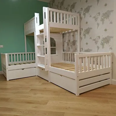 Детские кроватки: Деревянные двухъярусные детские кровати от 3 лет. Арт.1964