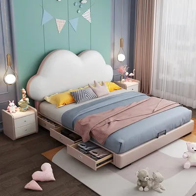 Детские кровати, для мальчиков и девочек, кожаные кровати, роскошные мягкие  кровати, подростковые, односпальные Современные Простые кровати, принцесса  | AliExpress