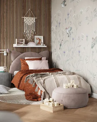 Интерьер детской спальни с пыльно-розовой кроватью Kitty | SKDESIGN