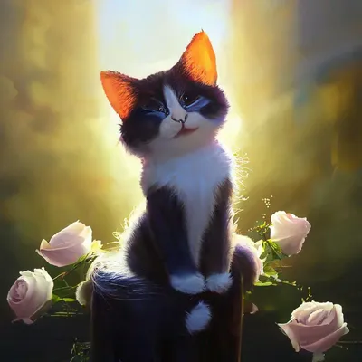 кошка с цветущими ветками. Котёнок красивый кот с цветами. доброе утро.  чашка и кофе Стоковое Фото - изображение насчитывающей трус, усаживание:  246359582