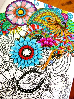 Дудлинг для начинающих. Рисунок Цветы в стиле дудлинг. | Coloring book art,  Floral drawing, Coral reef art