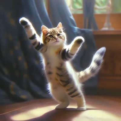 Кот танцует, двигающиеся изображение» — создано в Шедевруме