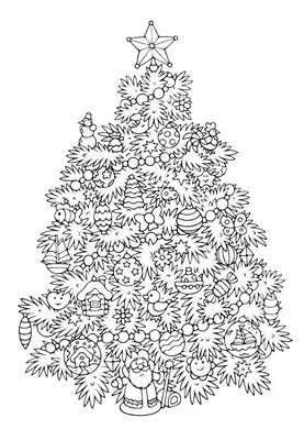Раскраска новогодняя елка | Раскраски, Елочные украшения, Рождественские  цветы