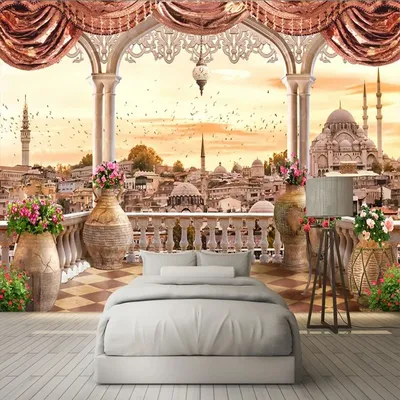 Дизайн спальни обои с перьями - 80 фото