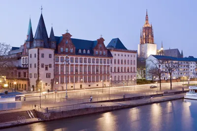 Frankfurt am Maine, Germany cityscape at sunrise Stock Photo - Alamy