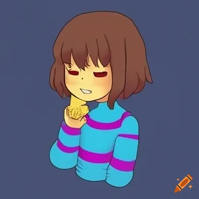 Frisk undertale, anime, flat, multicolor outline on Craiyon