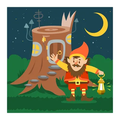 Gnome and fantasy creature in a dark forest, created with Generative AI  Stock Illustration | Adobe Stock