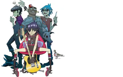 Картинка на рабочий стол гориллаз, музыка, флаг, murdoc, noodle, gorillaz,  фон, группа 1280 x 720