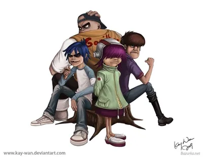 Gorillaz, графика, участники, фотография, фон обои на рабочий стол скачать  бесплатно