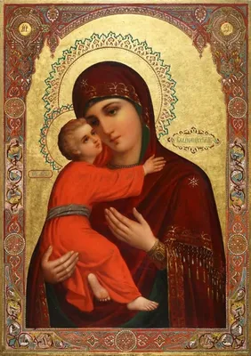 Икона Образ Владимирской Пресвятой Богородицы в золоте от художественной  мастерской Наследие