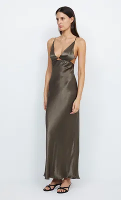 INDI STRAPPY MAXI DRESS - MIDNIGHT OLIVE – BEC + BRIDGE US