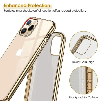 Durable iPhone 11 Pro Max Transparent Silicone Gold Case