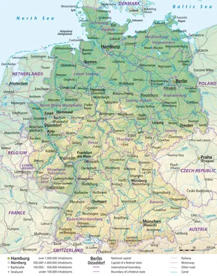 Подробная карта Германии на русском языке с городами, карта языков Германии  — Туристер.Ру