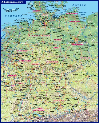 Карта Германии по квадратам с индексами
