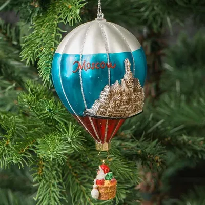 Ёлочная игрушка Glass Moscow Santa Balloon 14 cm, Goodwill | Home Concept