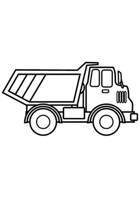 Раскраска страницы Контур мультяшного грузовика или самосвала. Строительные  машины. Раскраска для детей . Векторное изображение ©Oleon17 319385200